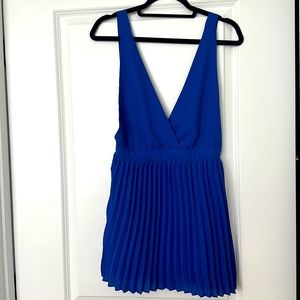 Never been worn blue plunge mini dress size medium from the brand super down